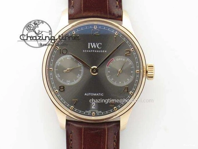 MIROTIME 0211 Portuguese Tourbillon IW504602 RG ZF Best Edition White Dial on Brown Leather Strap Stretchable 7178